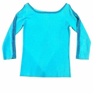 L.A.C.E. Women's Turquoise‎ Ribbed Cutout Shoulder Top – Size Small